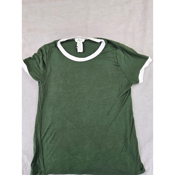 Molly + Rose Tops - Molly + Rose Womens Green White Ringer Tee Short Sleeve Rayon Spandex Top S